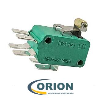 Микропереключатель MSW-07-1 ON-(ON) 6P - 2x3 250V 16(5)A рычажного типа с роликом (контакты 6.3мм)