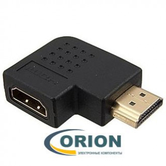 Переходник HDMI гнездо - HDMI штекер угловой плоский