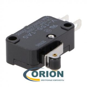 Микропереключатель V-155-1A5 ON-(ON) 250V 15A рычажного типа с роликом (контакты 4.8мм) OMRON