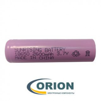 Аккумулятор 2600mAh 3.7V 18650 (5C, ток разряда 13А) SUNRISING плоский плюс