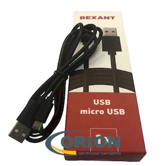 Шнур USB A штекер - USB micro-B(5P) штекер 1.0м (v2.0) Rexant black