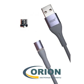 Шнур USB A штекер - USB micro-B(5P) штекер 1.0м (v2.0) силиконовый магнитный QC3.0 360* MRM MAGNETIC