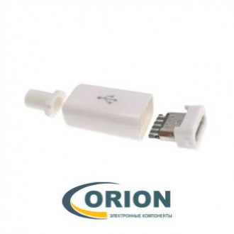 USB micro Розетка на кабель с корпусом 5pin (белый)