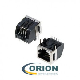 Розетка TJ2-8P8C STP на плату тип 2 RJ-45 с экраном