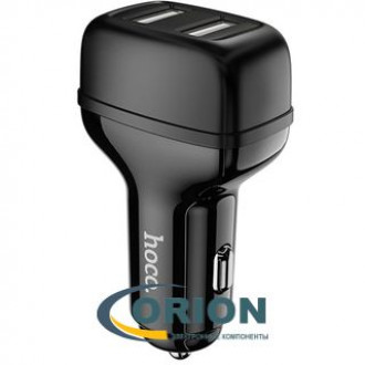 Автомобильный адаптер  5V 2400mA с 2 USB разъемами HOCO Z36 черный