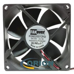 Вентилятор  92х92х25mm DC 12V 0.25А (скольжения) FANOVER FD9225S12H2 с гибким отводом 300мм 2 pin