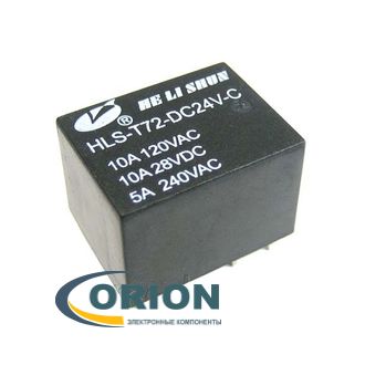 Реле HLS-T72-DC24V-C 24VDC 10A 1C = HF8-1CH-24D HELISHUN