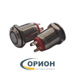 Кнопка QN12-C1   5V красная подсветка OFF-(ON) 36V 2A IP67 (плоская/клеммы)