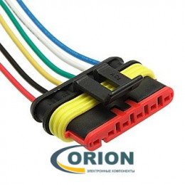 DJ7061-1.5-21 влагозащищенный с проводами 18AWG 200мм 6 pin розетка