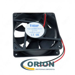 Вентилятор 120х120x38mm DC 24V 0.20A (скольжения) TIDAR RQD12038MS с гибким отводом 250мм 2 pin