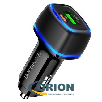 Автомобильный адаптер  5V 3000mA с 2 USB разъемами BOROFONE BZ14A черный
