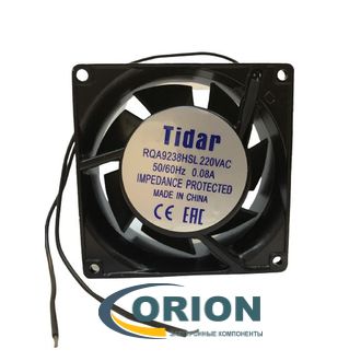 Вентилятор  92х92х38mm AC 220V 0.08A (скольжения) TIDAR RQA9238HSL с гибким отводом 250мм 2 pin