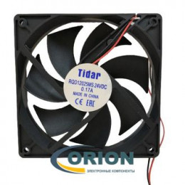 Вентилятор 120х120x25mm DC 24V 0.17A (скольжения) TIDAR RQD12025MS с гибким отводом 250мм 2 pin