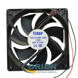 Вентилятор 120х120x25mm DC 12V 0.28A (скольжения) TIDAR RQD12025MS с гибким отводом 250мм 2 pin
