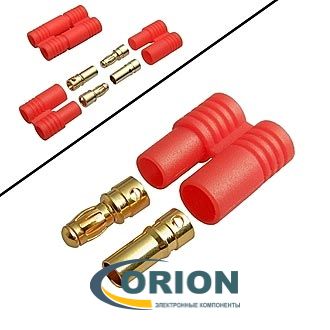 Разъемы питания для RC моделей 3.5 Red jacket type (штекер/гнездо)