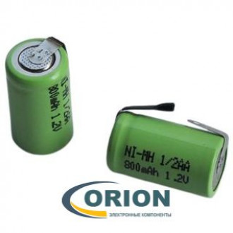Аккумулятор 1/2AA 1.2V 800mAh NiMh 14x24 пластинчатые выводы
