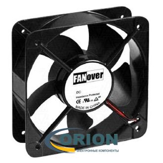 Вентилятор  92х92х25mm DC 24V 0.14А (скольжения) FANOVER FD9225S24H2 с гибким отводом 250мм 2 pin