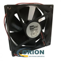 Вентилятор  92х92х25mm DC 24V 0.14А (скольжения) FANOVER FD9225S24H с гибким отводом 250мм 2 pin
