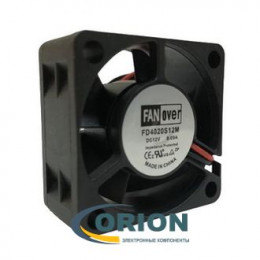 Вентилятор  40х40х20mm DC 12V 0.09A (скольжения) FANOVER FD4020S12M 350мм 2 pin
