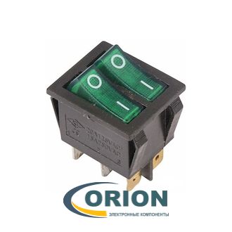 Переключатель, выключатель KCD2-2101N-2 2-ON-OFF 250V 16A 6 pin (зеленый)