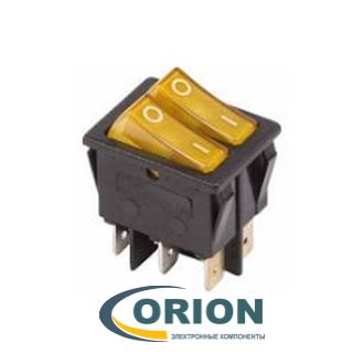 Переключатель, выключатель KCD2-2101N-2 2-ON-OFF 250V 16A 6 pin (желтый)