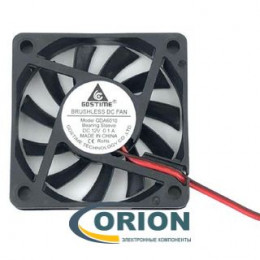 Вентилятор  60х60х10mm DC 12V 0.1A (скольжения) GDA6010 с гибким отводом 250мм 2pin
