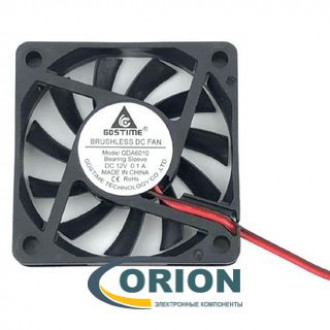 Вентилятор  60х60х10mm DC 12V 0.1A (скольжения) GDA6010 с гибким отводом 250мм 2pin