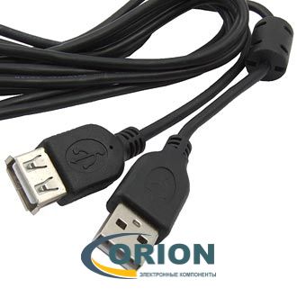 Шнур USB A штекер - USB A гнездо  1.8м (v2.0, ферритовый фильтр) SZC