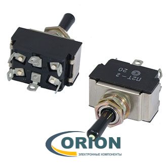 Тумблер П2Т-2 ON-OFF-ON 250V 6A светящаяся ручка
