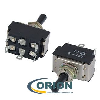 Тумблер П2Т-5 (ON)-OFF-(ON) 250V 6A