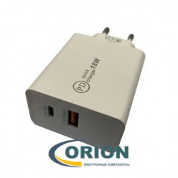 Сетевой адаптер 5V 3600mA c USB QC3.0 + Type-C 18W REXANT белый
