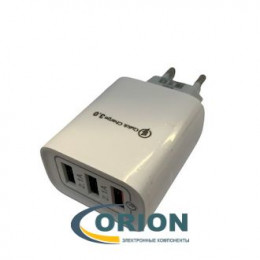 Сетевой адаптер 5V 5000mA с 3 USB QC3.0 REXANT белый