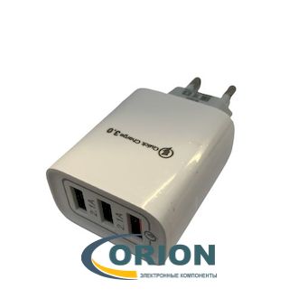 Сетевой адаптер 5V 5000mA с 3 USB QC3.0 REXANT белый