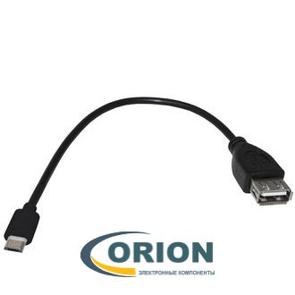 Переходник USB micro-B(5P) штекер - USB A гнездо с кабелем 0.2м RUICHI черный