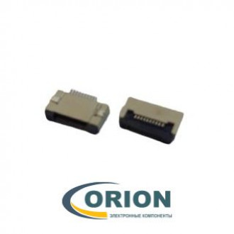 FFC/FPC ZIF-10 Гнездо 10 контакта угловое 0.5мм, крышка-прижим, нижний контакт, SMD/SMT