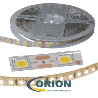Светодиодная лента герметичная 5050 белая теплая W-WHITE 60LED/м 10мм IP65 12V 1 метр