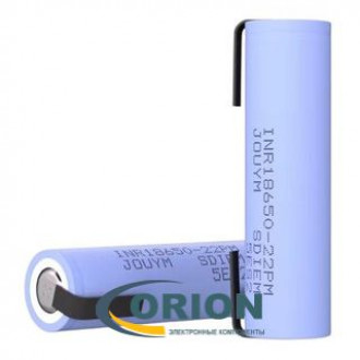 Аккумулятор 2200mAh 3.7V INR18650-22PM MF (ток разряда 12А) пластинчатые выводы