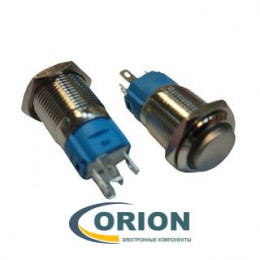 Кнопка QN16-F1 220V синяя подсветка ON-(ON) 250V 3A IP65 (выступающая плоская/клеммы)