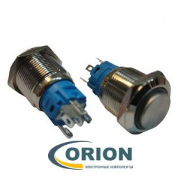 Кнопка QN19-F1 220V желтая подсветка ON-ON 250V 3A IP65 (выступающая плоская/клеммы)