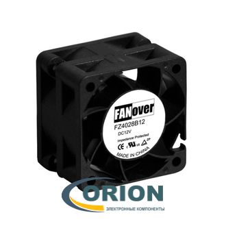 Вентилятор  40х40х28mm DC 12V 0.37А (качения) FANOVER FZ4028B12M2 с гибким отводом 300мм 2 pin
