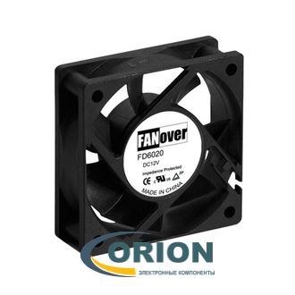 Вентилятор  60х60х20mm DC 12V 0.15А (скольжения) FANOVER FD6020S12H2 с гибким отводом 300мм 2pin