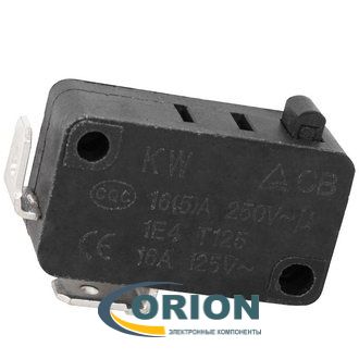 Микропереключатель KW7-07-02 OFF-(ON) 250V 16(5)A кнопочный 2 pin