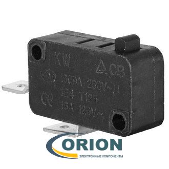 Микропереключатель KW7-20 OFF-(ON) 250V 16(5)A кнопочный 2 pin