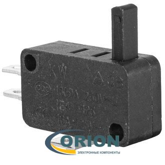 Микропереключатель KW7-29 ON-(ON) 250V 16(5)A кнопочный с удлиненным штоком 10мм