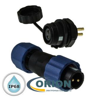 SZC13 2P-M-FB IP68 без проводов 2 pin вилка на кабель, розетка на корпус