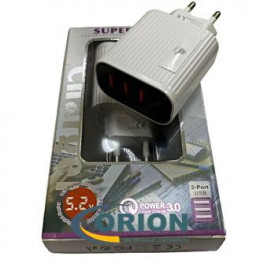 Сетевой адаптер 5V 3100mA с 3 USB QC3.0 C-3.1A-3U+ с вольтметром