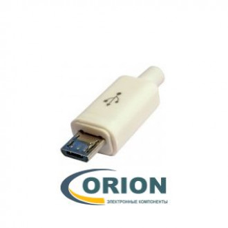 USB micro Штекер на кабель с корпусом 5pin (белый)