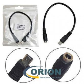 Переходник 5.5х2.1мм гнездо - USB mini-B(5P) штекер с кабелем 0.20м YR-USBDC-17
