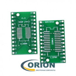 Переходник SOP24/SOIC24 1.27mm / SSOP24 0.65mm V1.0