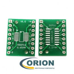 Переходник SOP16/SOIC16 1.27mm / SSOP16 0.65mm V1.0